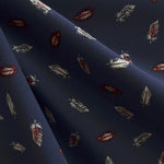 Stoff Georgette Gedruckte Federn Navy Hintergrund - Ribes y Casals