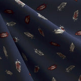 Stoff Georgette Gedruckte Federn Navy Hintergrund - Ribes y Casals