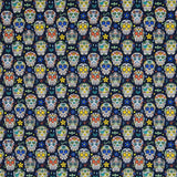 Mexikanischer Totenkopf Marineblau Stoff für Kinder - Ribes y Casals