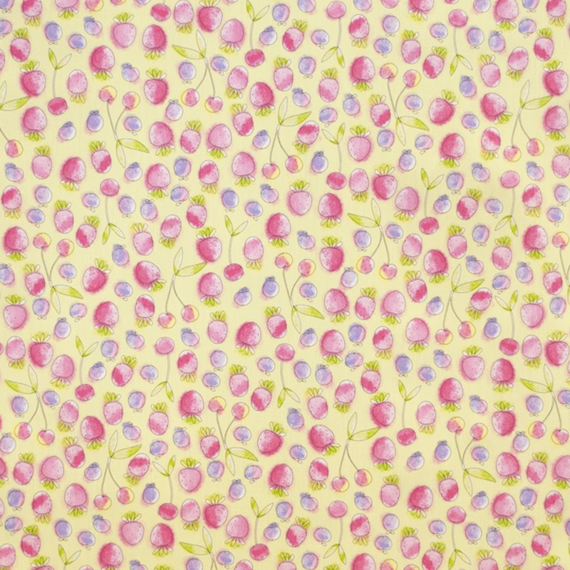 Kinder-Stoff Erdbeeren Gelb - Ribes y Casals
