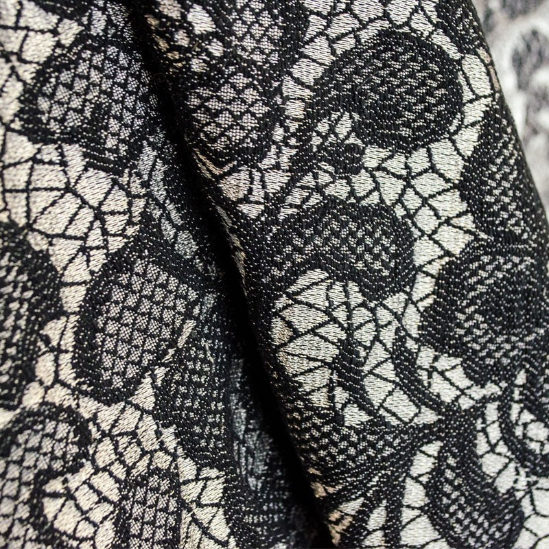 Jacquard-Spitze Schwarzer Blumen-Stoff - Ribes y Casals