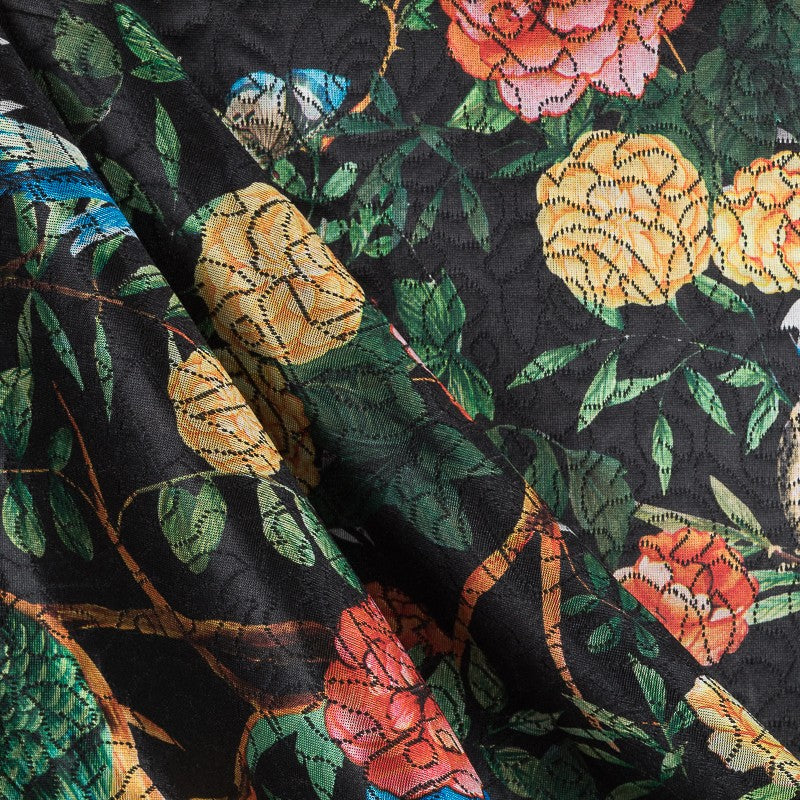 Schwarzer tropischer Jacquard-Stoff - Ribes y Casals