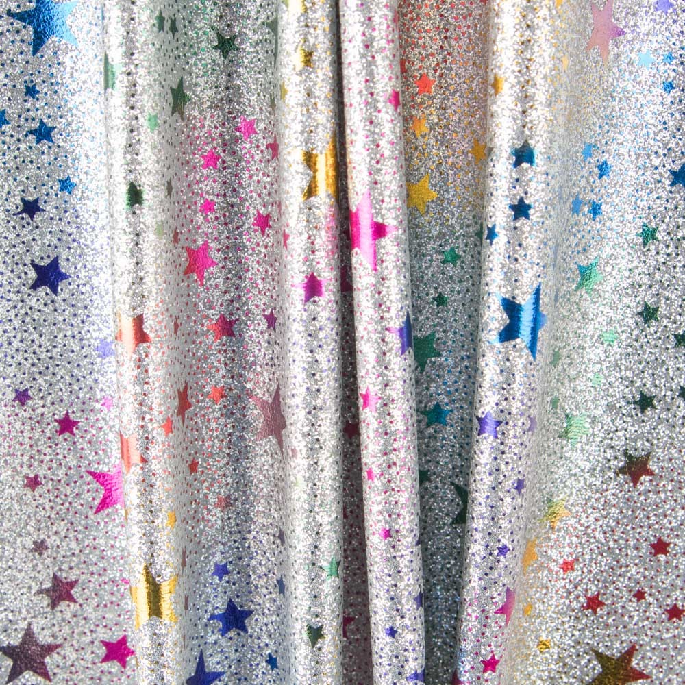 Lamé Glitter Glitter Stars Silber Stoff - Ribes y Casals