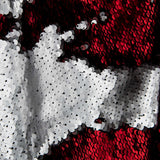 Paillettenstoff zweiseitig Silber-Rot - Ribes y Casals