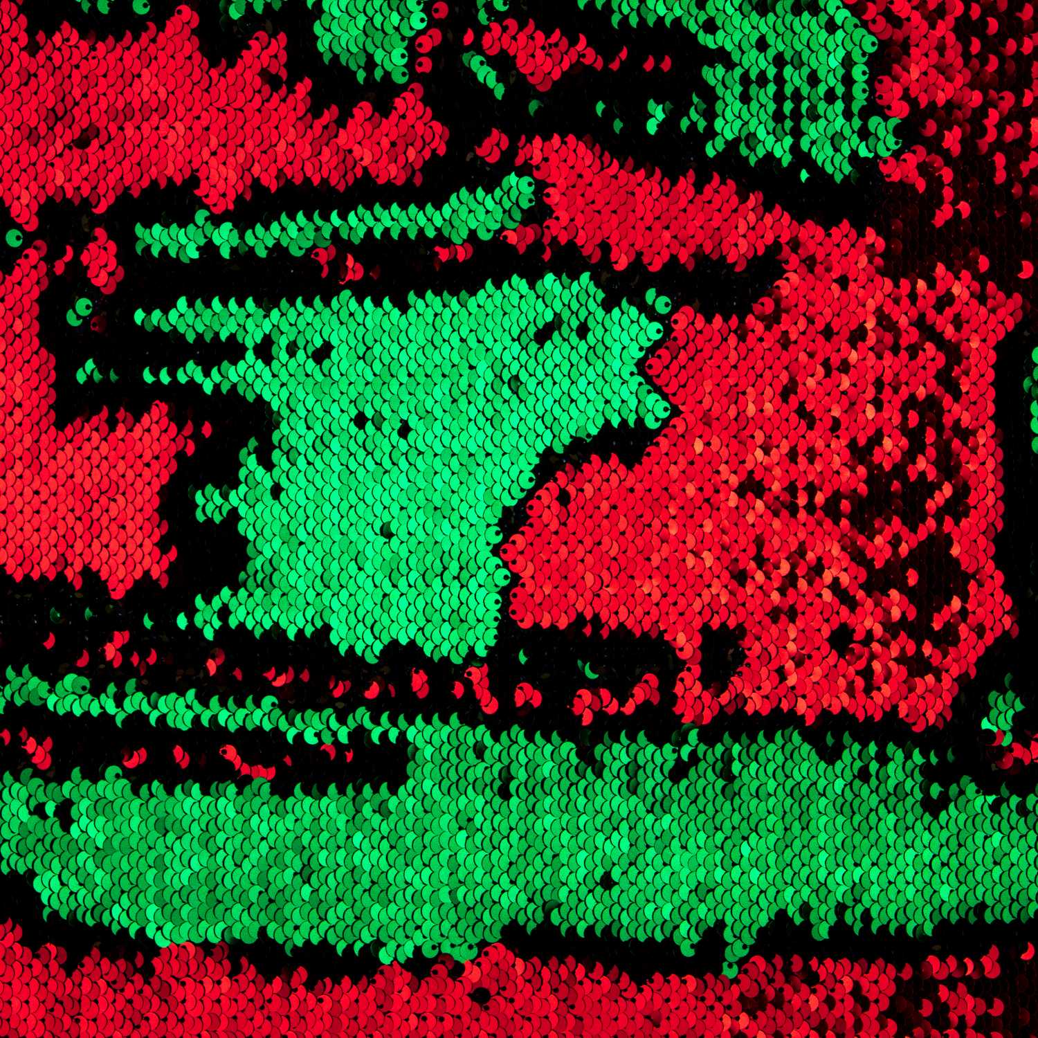 Paillettenstoff zweiseitig grün-rot - Ribes y Casals