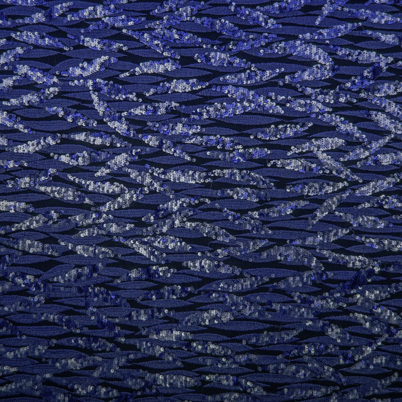 Marineblaues Blätter-Pailletten-Tuch - Ribes y Casals