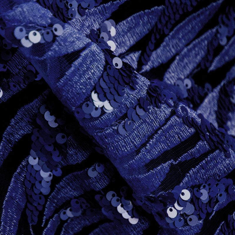 Marineblaues Blätter-Pailletten-Tuch - Ribes y Casals