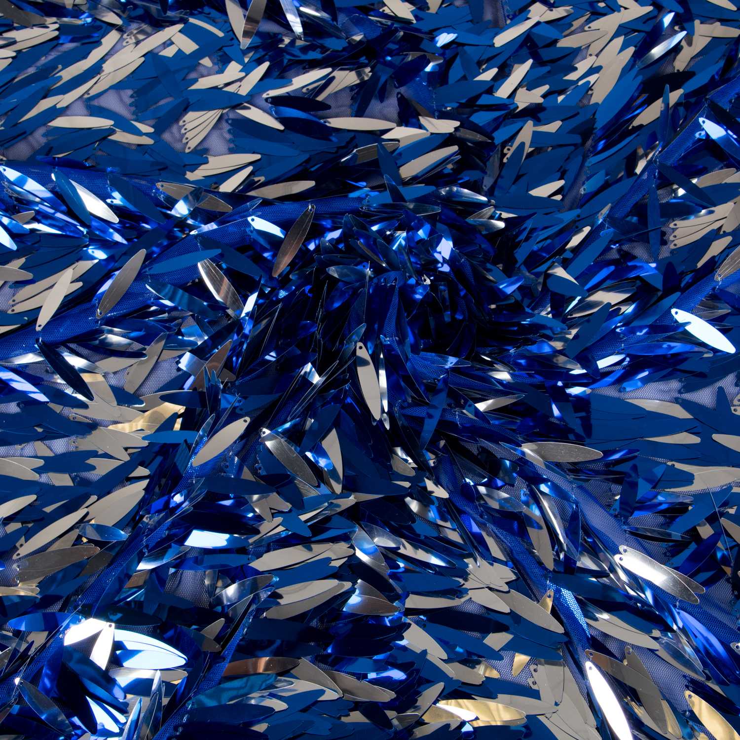 Feder-Pailletten-Stoff Feather Blue - Ribes y Casals
