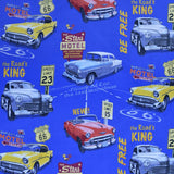 Bedruckter Canvas-Stoff Classic Cars Blau - Ribes y Casals