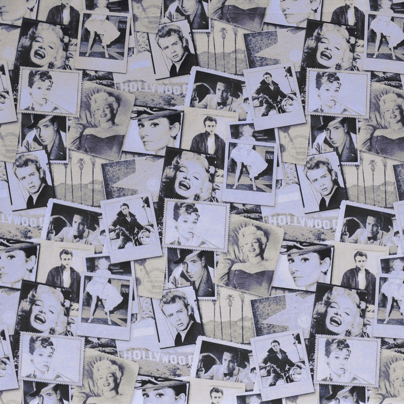 Bedruckter Canvas-Stoff Hollywood Stars Ecru - Ribes y Casals