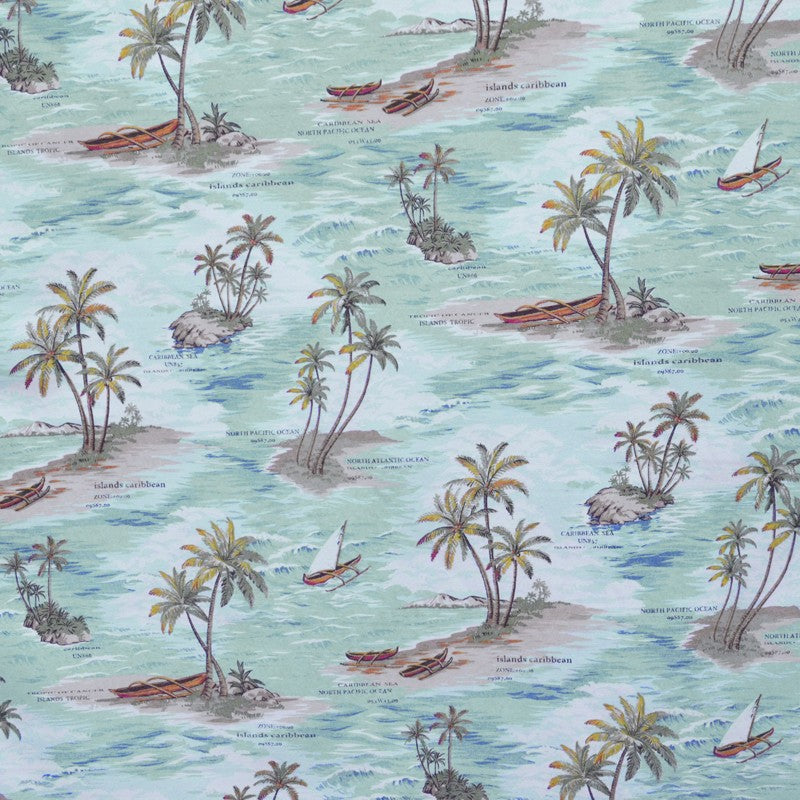 Bedruckter Canvas-Stoff Desert Island Aquamarin - Ribes y Casals