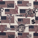Bedruckter Canvas-Stoff Manhattan USA Natur - Ribes y Casals