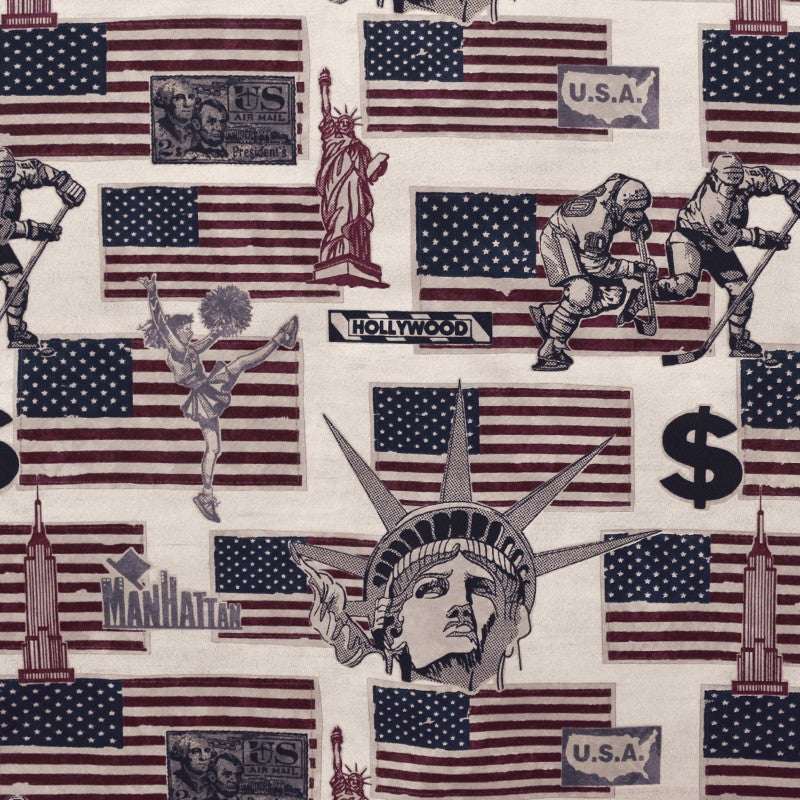 Bedruckter Canvas-Stoff Manhattan USA Natur - Ribes y Casals