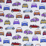 Bedruckter Canvas-Stoff Mini Cooper Off White - Ribes y Casals