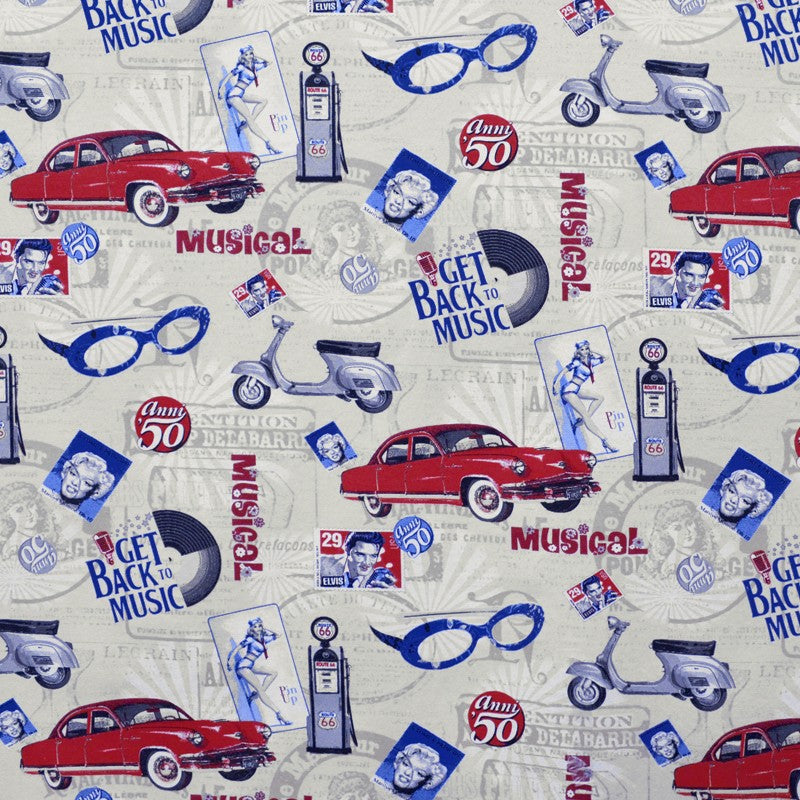Bedruckter Canvas-Stoff Route 66 Raw - Ribes y Casals