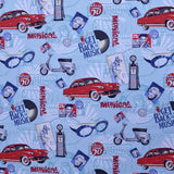 Bedruckter Canvas-Stoff Route 66 Aqua Grün - Ribes y Casals