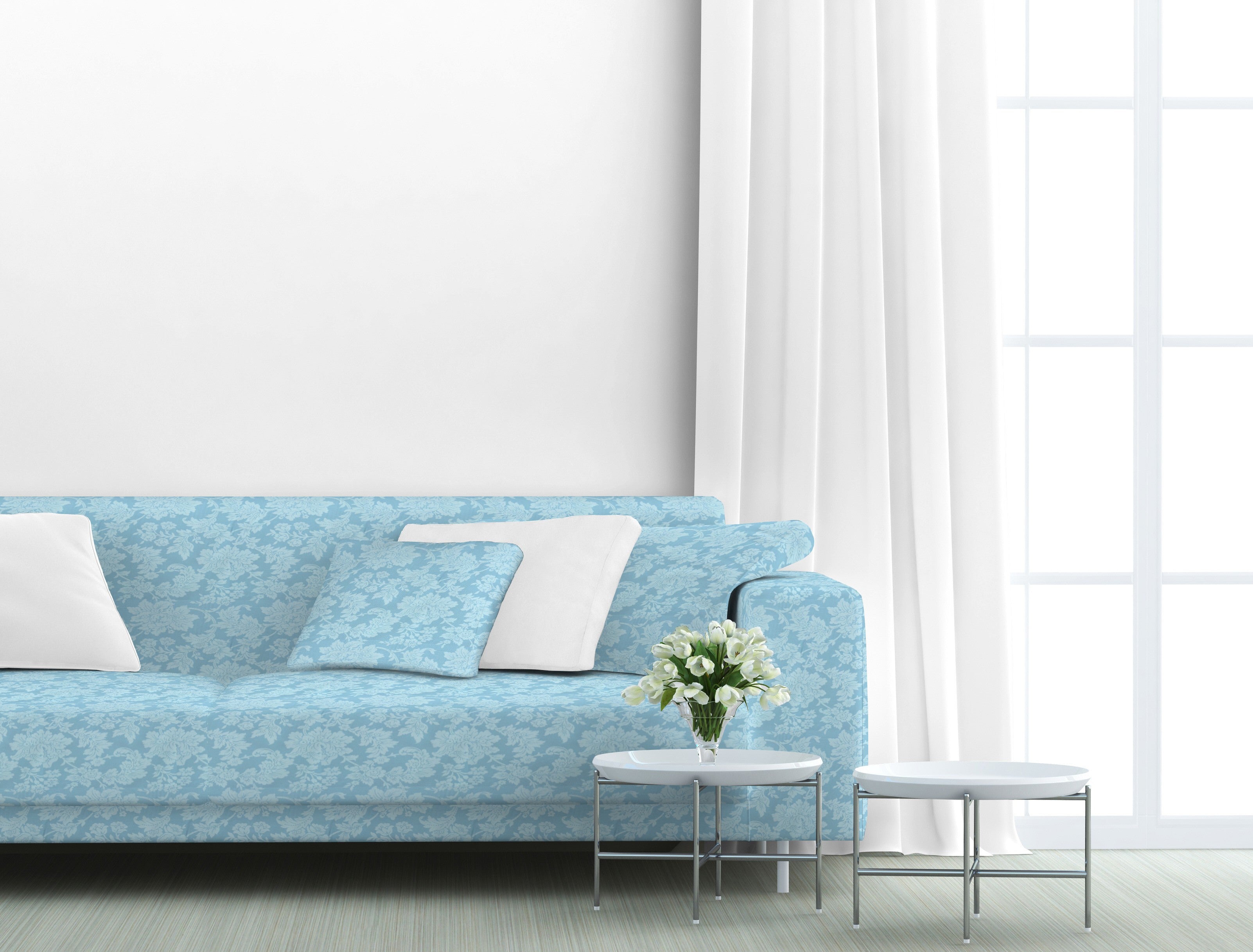 Himmelblauer Jacquard-Leinwand-Stoff - Ribes y Casals