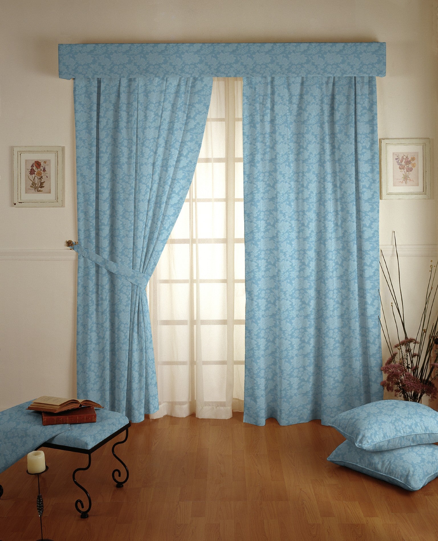 Himmelblauer Jacquard-Leinwand-Stoff - Ribes y Casals