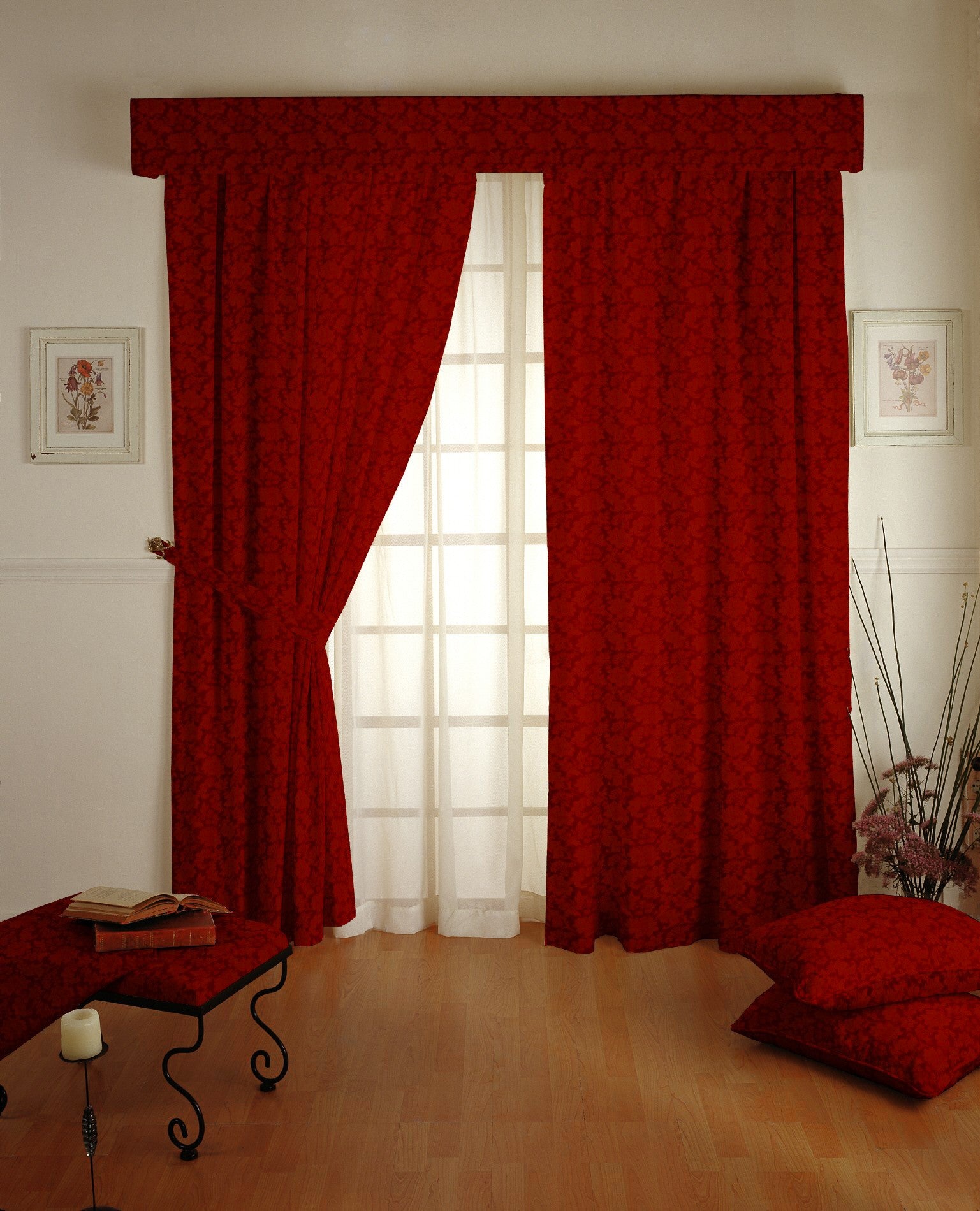 Roter Jacquard-Leinwandstoff Retal - Verschiedene Größen x Breite 280 cm - Ribes y Casals