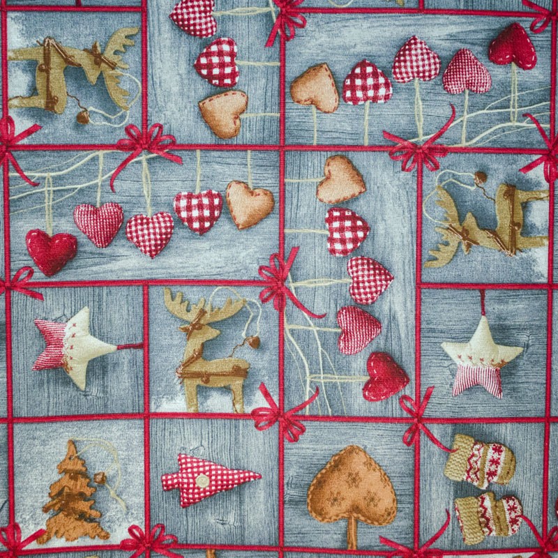 Canvas Weihnachten Mosaik Stoff Grau - Ribes y Casals