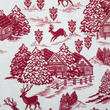 Canvas Weihnachtsstoff Toile de Jouy Maroon - Ribes y Casals