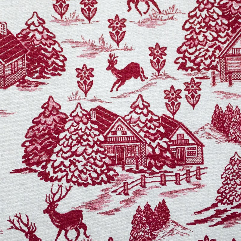 Canvas Weihnachtsstoff Toile de Jouy Maroon - Ribes y Casals