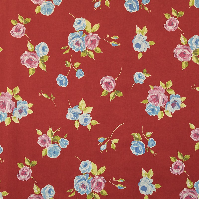 Loneta Panama Cretona Vintage Rot Canvas-Stoff - Ribes y Casals