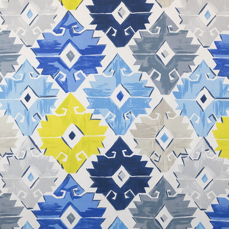 Geometrischer Panama Canvas-Stoff Blau - Ribes y Casals