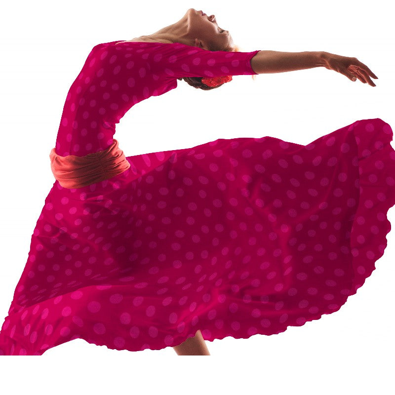 Fuchsia Jacquard Polka Dots Stoff - Ribes y Casals