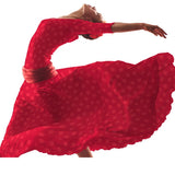 Roter Jacquard-Stoff mit Polka Dots - Ribes y Casals