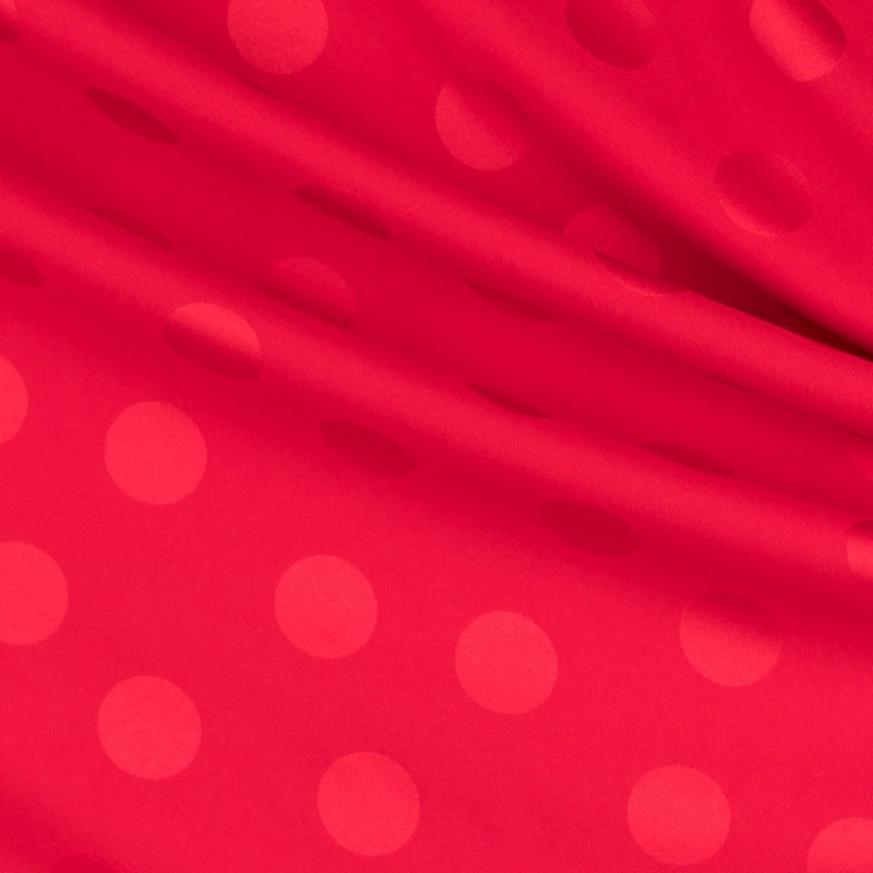 Roter Jacquard-Stoff mit Polka Dots - Ribes y Casals