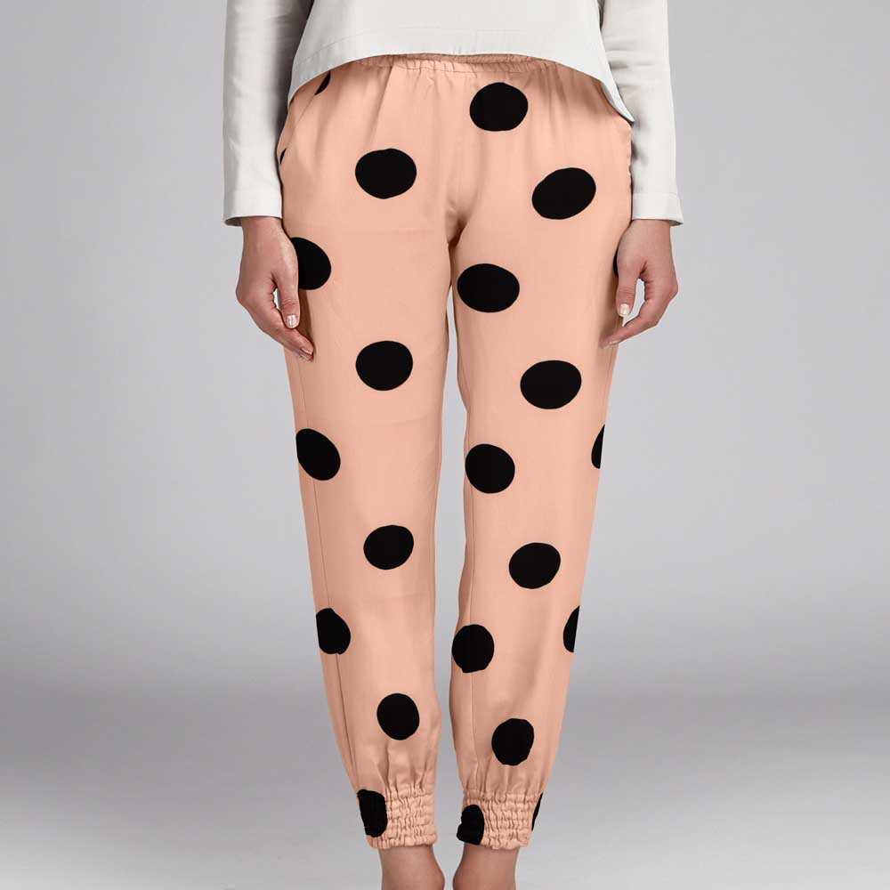 Polka-Dot-Stoff Schwarz 55mm Beige - Ribes y Casals