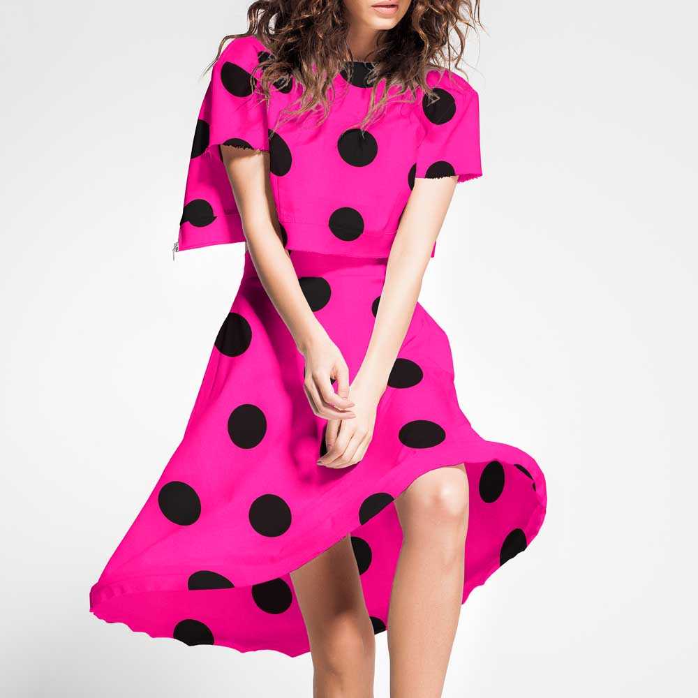 Polka Dot Stoff Schwarz 55mm Fuchsia - Ribes y Casals