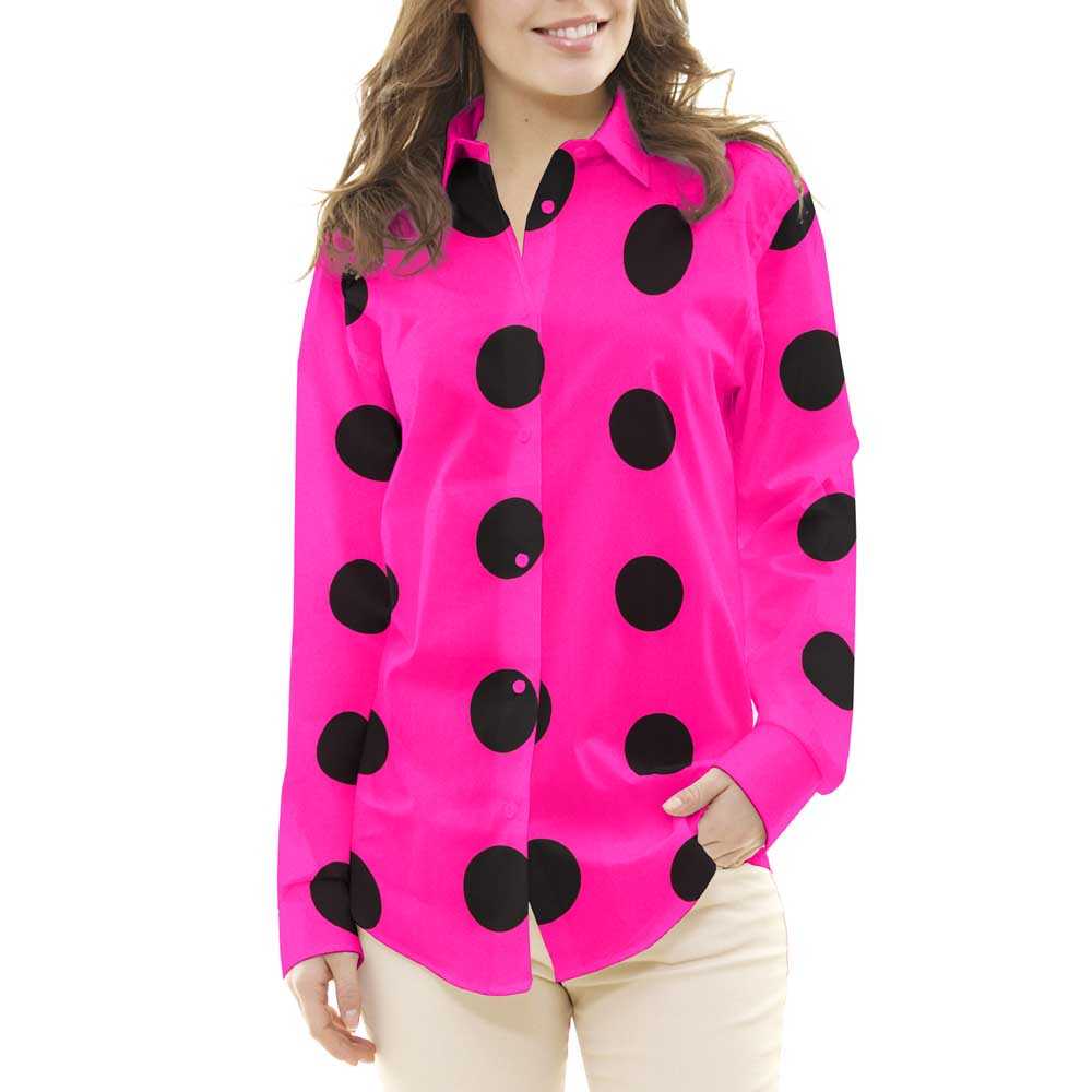 Polka Dot Stoff Schwarz 55mm Fuchsia - Ribes y Casals