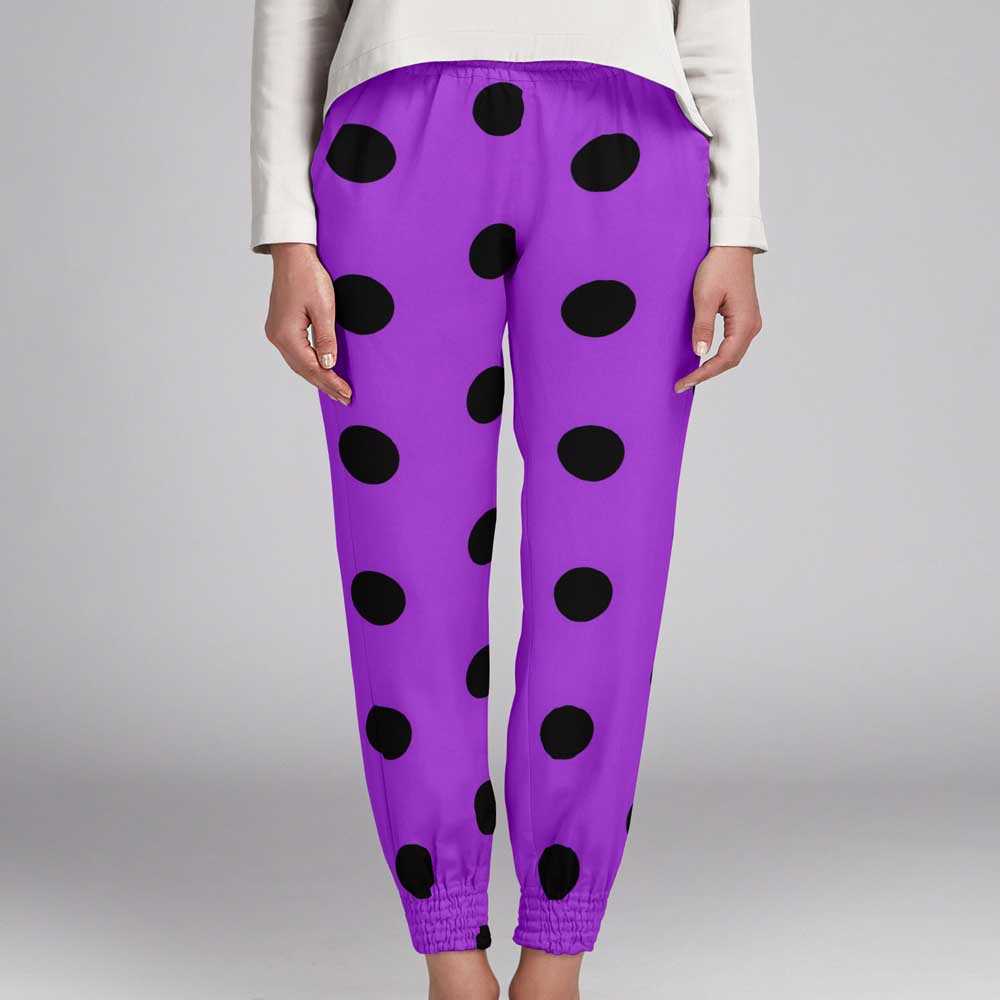 Schwarzer Polka Dots Stoff 55mm Lila - Ribes y Casals