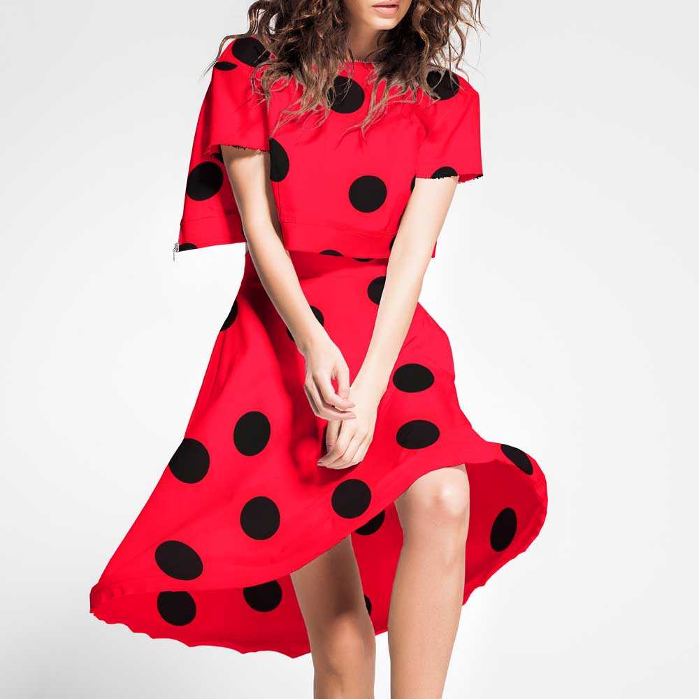 Polka-Dot-Stoff Schwarz 55mm Rot - Ribes y Casals