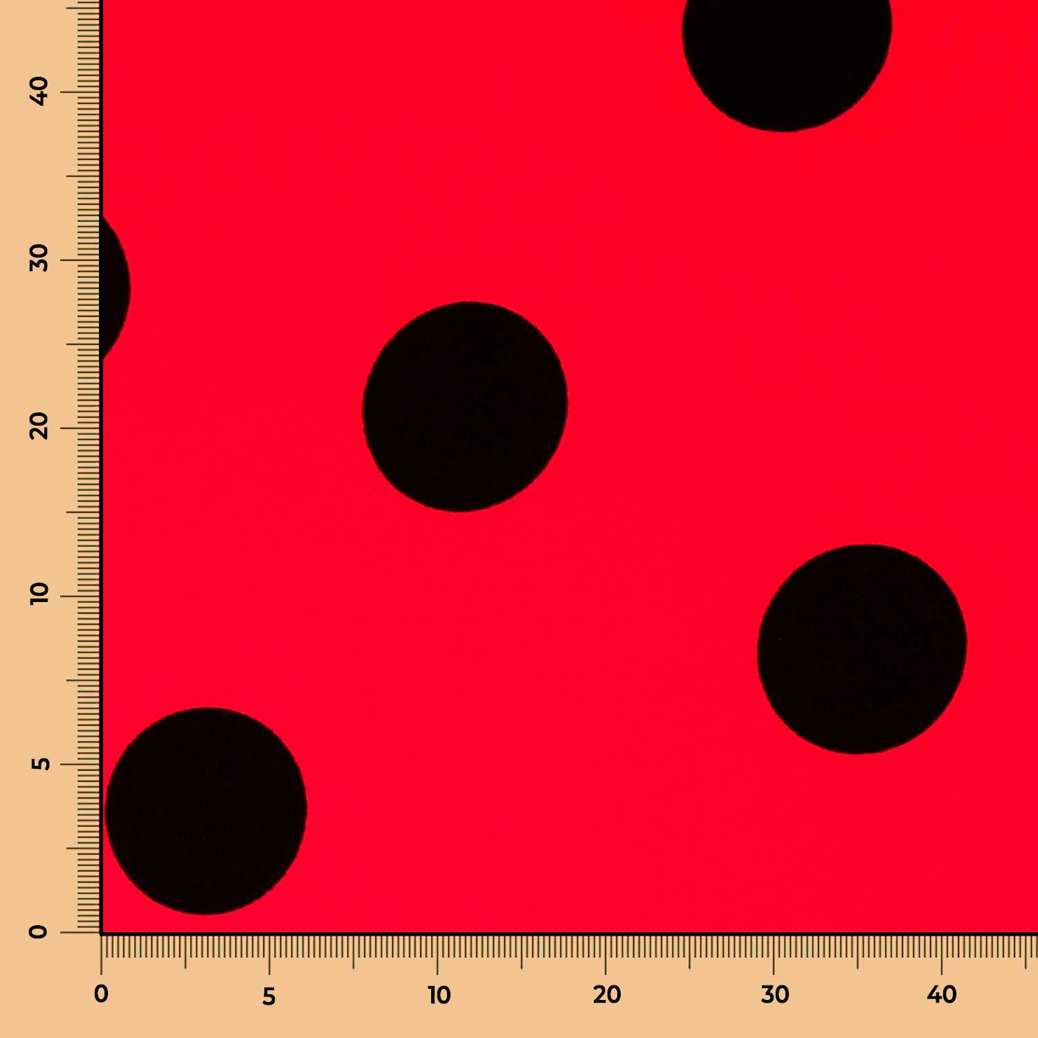 Polka-Dot-Stoff Schwarz 55mm Rot - Ribes y Casals