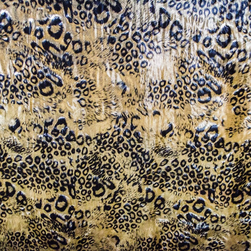 Glänzender Leopard Gold Lycra-Stoff - Ribes y Casals