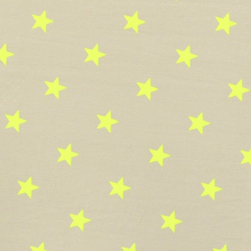 Neongelbe Sterne bedruckter Lycra-Stoff - Ribes y Casals