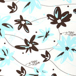 Blaue Blume Bedruckter Lycra-Stoff Blau Braun - Ribes y Casals