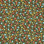 Bedruckter Lycra-Stoff Blumen Schwarzer Hintergrund - Ribes y Casals