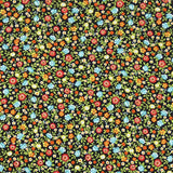 Bedruckter Lycra-Stoff Blumen Schwarzer Hintergrund - Ribes y Casals
