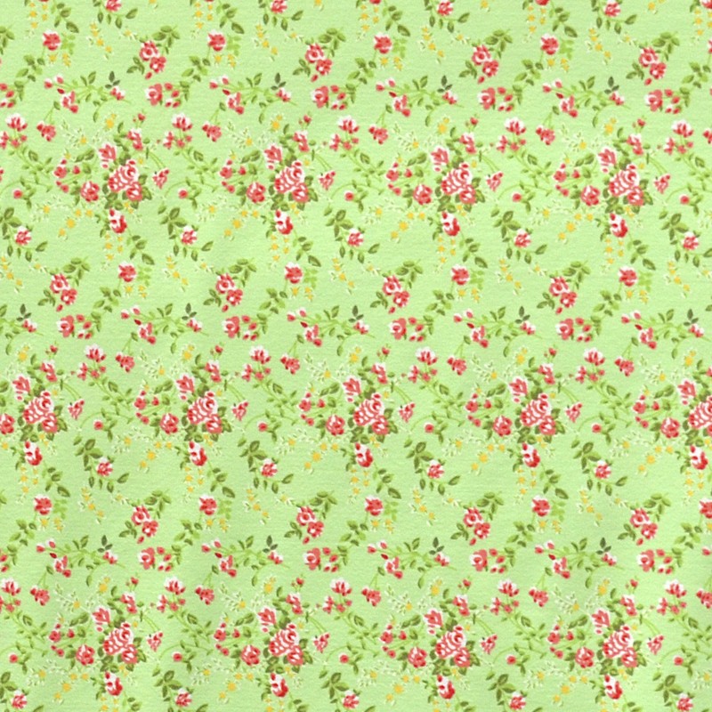 Bedruckter Lycra-Stoff Blumen Pistazie Hintergrund - Ribes y Casals