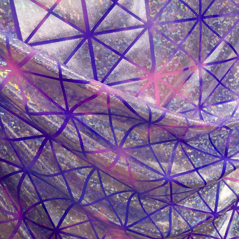 Fuchsia Lilac Hologramm Rhombus Lycra Hologramm Stoff - Ribes y Casals