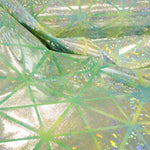 Hologramm Rhombo Lycra Hologramm Stoff Pistazie Blau - Ribes y Casals