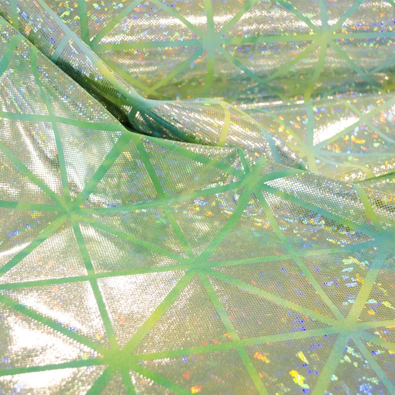 Hologramm Rhombo Lycra Hologramm Stoff Pistazie Blau - Ribes y Casals