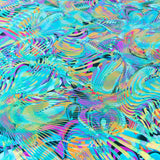 Holografisches Lycra Holografisches Gewebe Metallwellen Blau - Ribes y Casals