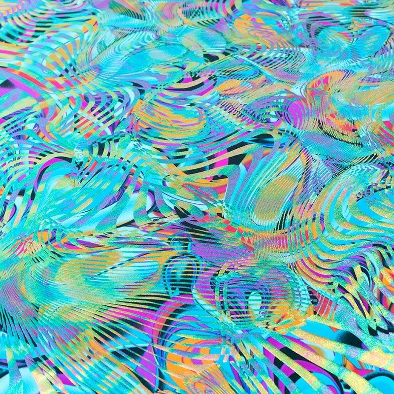 Holografisches Lycra Holografisches Gewebe Metallwellen Blau - Ribes y Casals