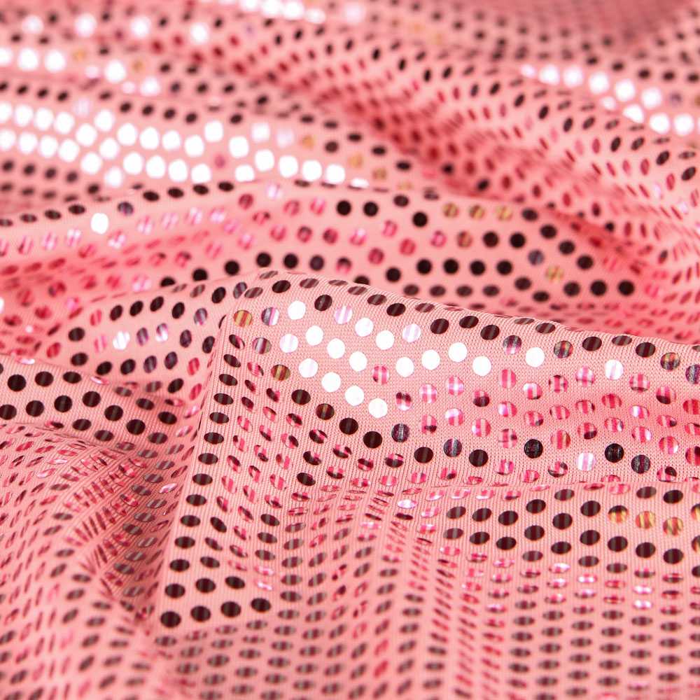 Stoff Lycra Lentejuela Lamina Coral - Ribes y Casals