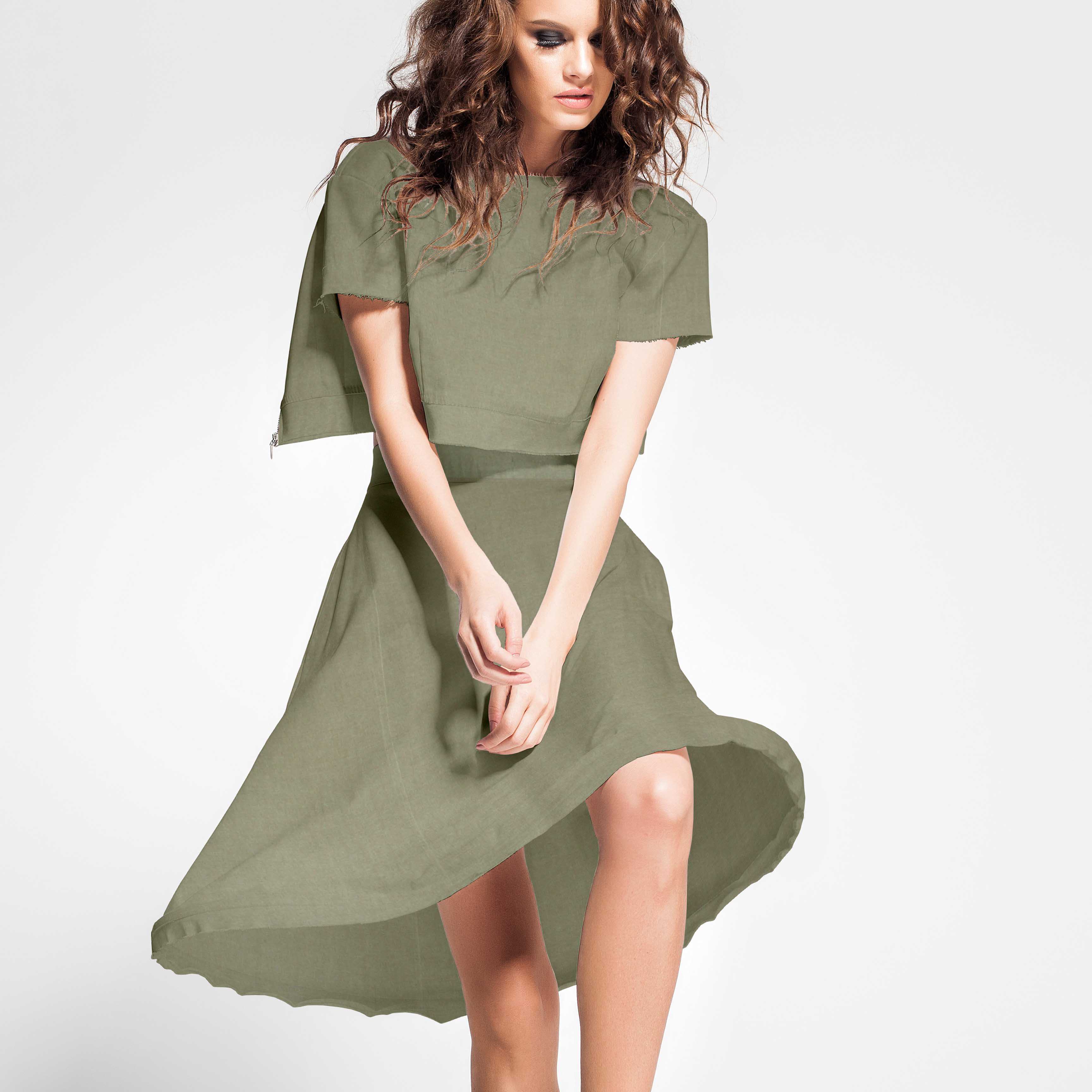 Lyocell-Gewebe Khaki - Ribes y Casals
